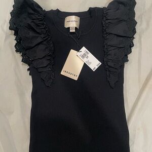 Industry Black Lace Ruffle Blouse